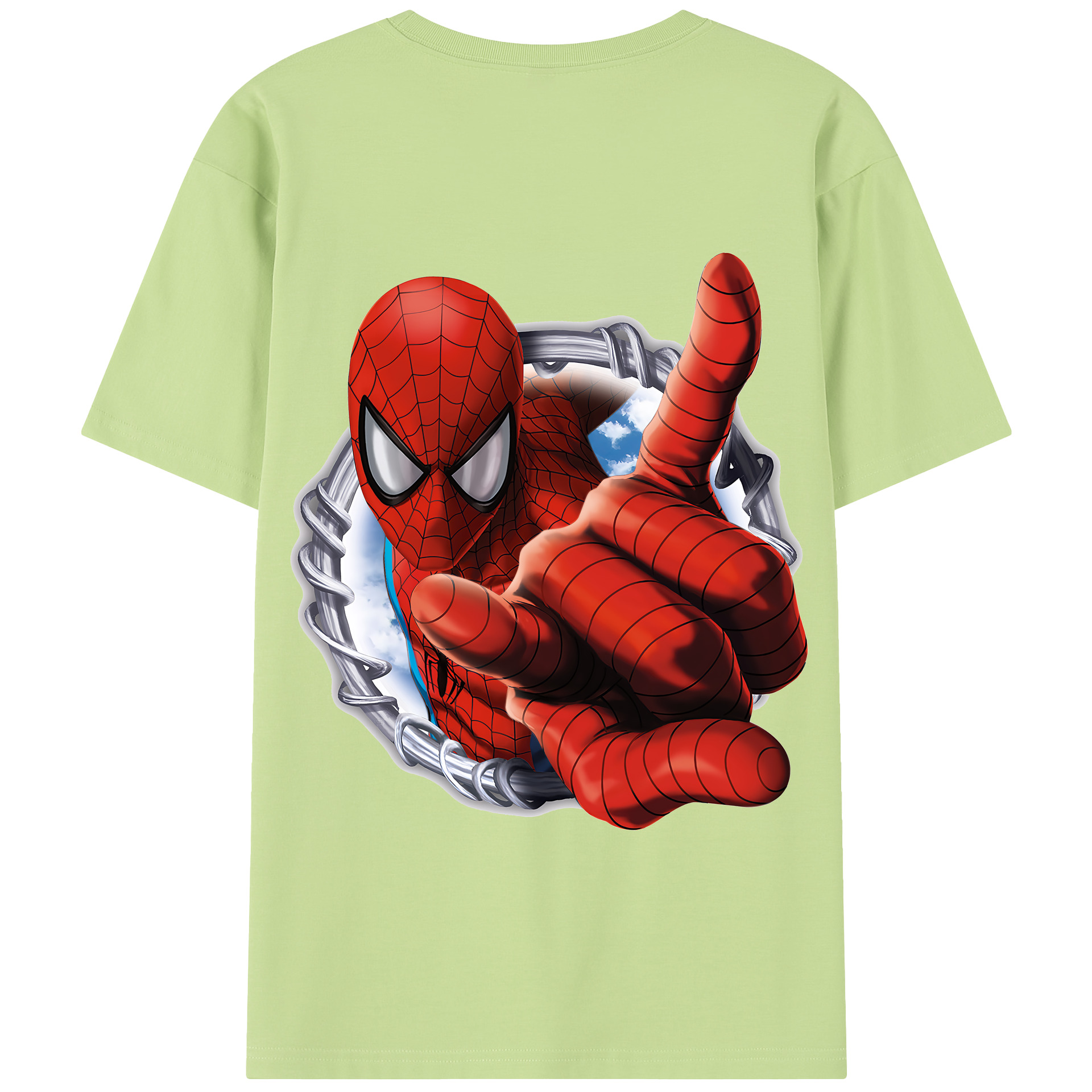 （画像用） Spider Man スパイダーマン 綿100％半袖Tシャツ（背面プリント）